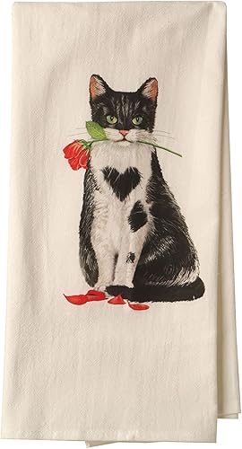 Mary Lake-Thompson Ltd. - Toallas de cocina con gato blanco y negro con saco de harina de algodón rosa