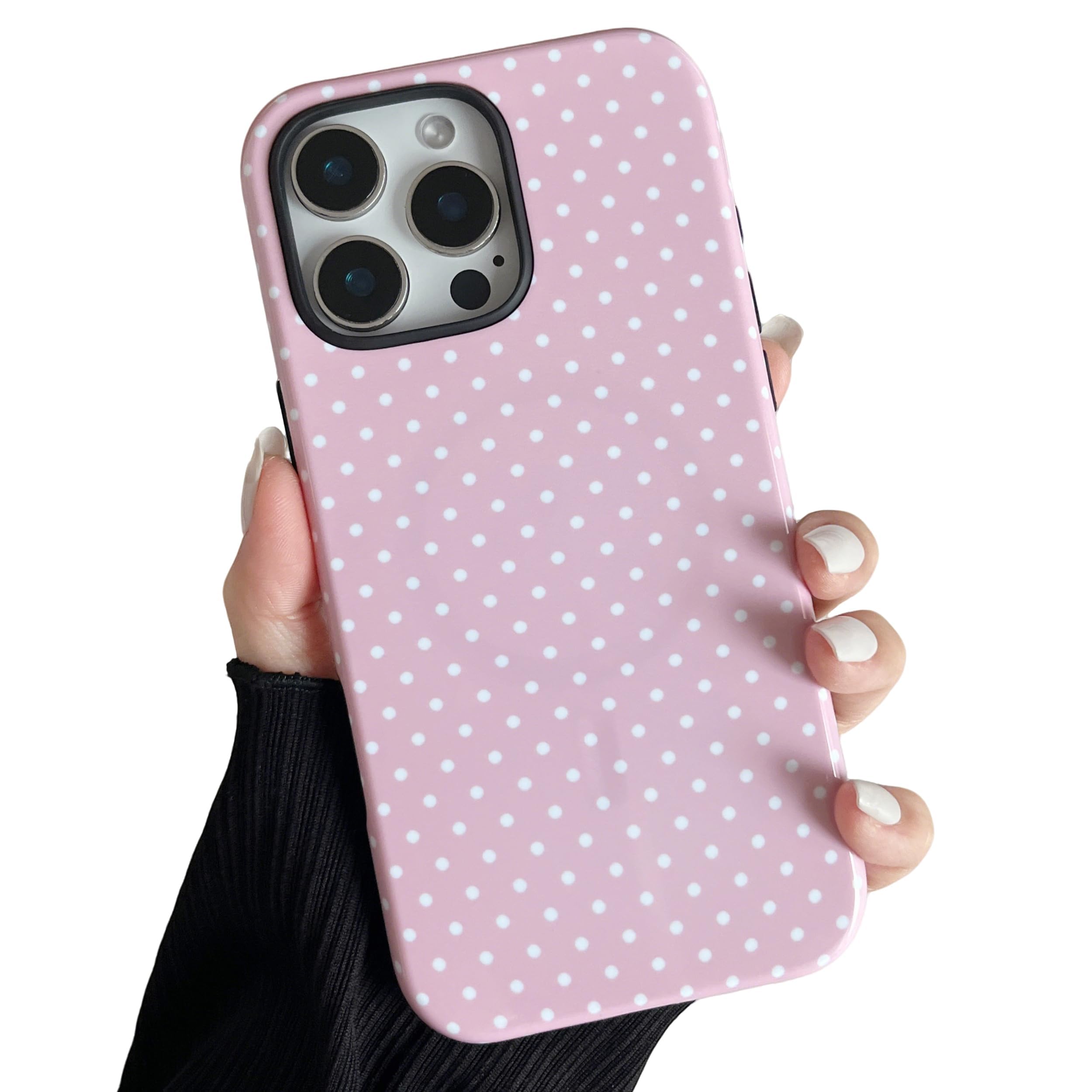 ZTOFERA for iPhone 16 Pro Max Magnetic Case, Cute Polka Dot Aesthetics Design Phone Case Soft TPU Slim Shockproof Stylish Protection Cover for Girls Women - Pink