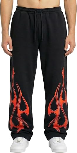 Glito Men's Cotton Denim Joggers | Baggy Fit Streetwear Track Pants | Mid Waist Casual Wear | Graphic Print