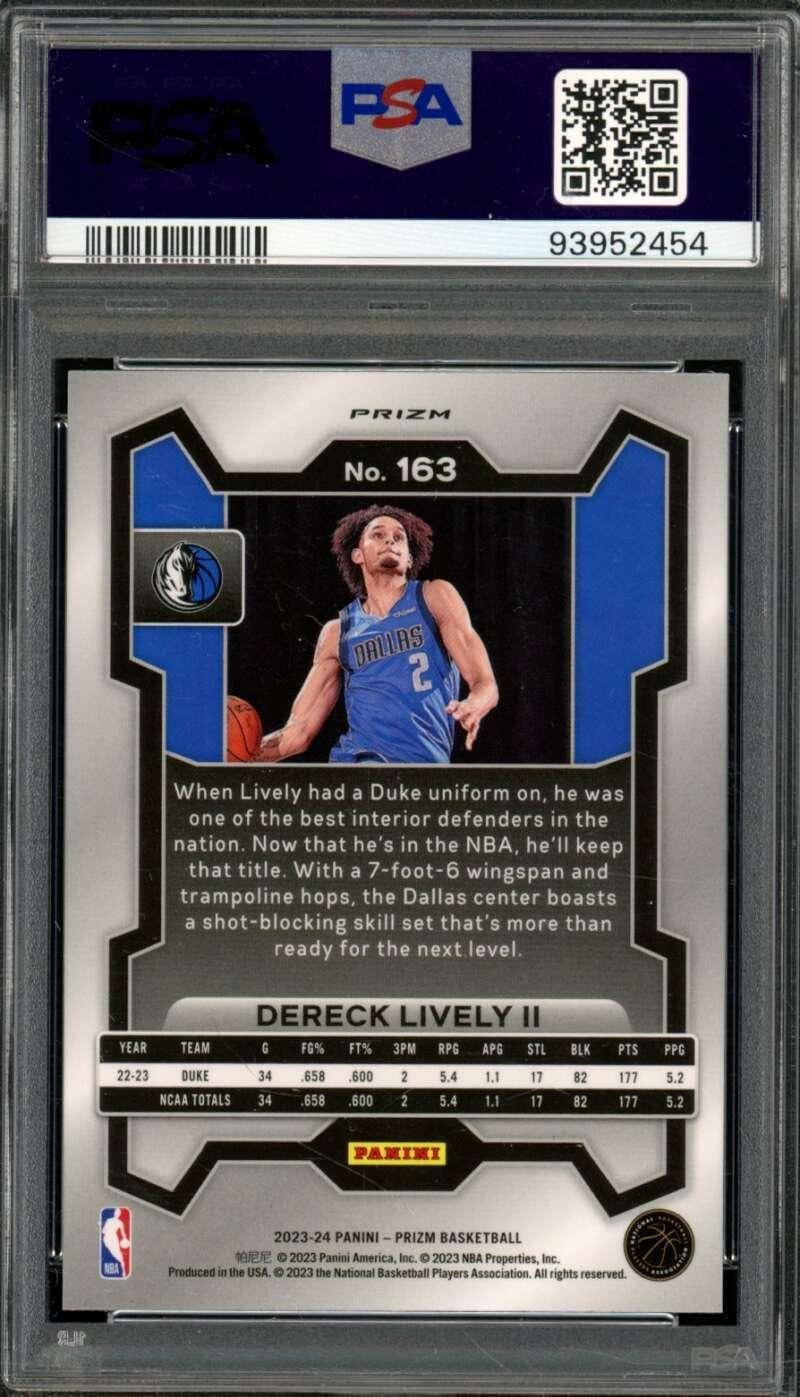 Dereck Lively II Rookie Card 2023-24 Prizm Prizm #163 PSA 9 - Basketball Slabbed Rookie Cards