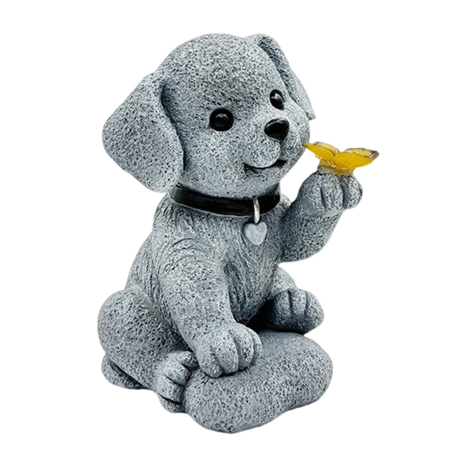 YROHGKPN Resin Puppy Butterfly Solar Ornaments Waterproof Dog Statue Light Creative Art Figurines Ornaments Lawns Lawns Puppy Figurine