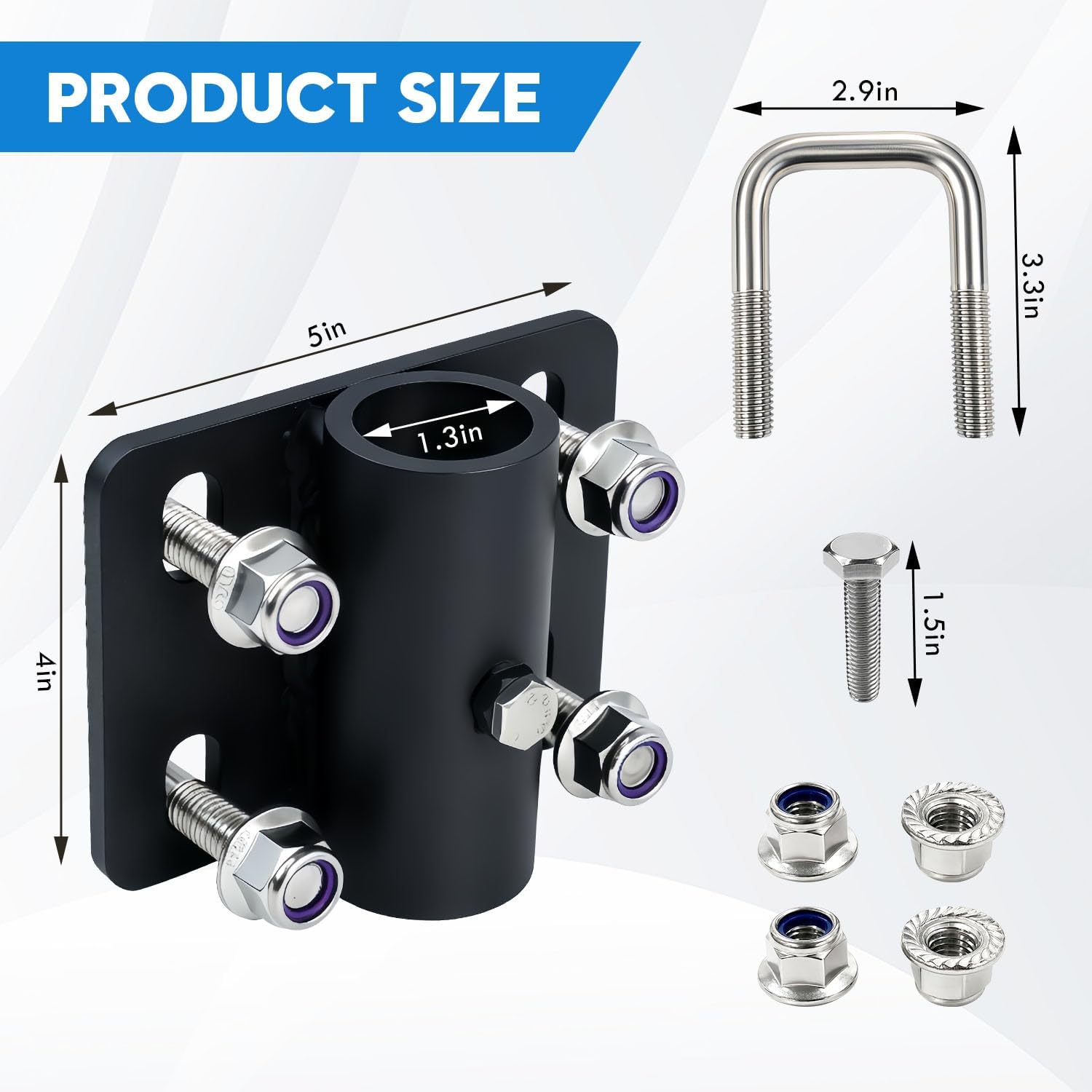 2 Pack 2 Inch Disc Hiller Clamp Mount(Full Stainless Steel Hardware Kit) image 2