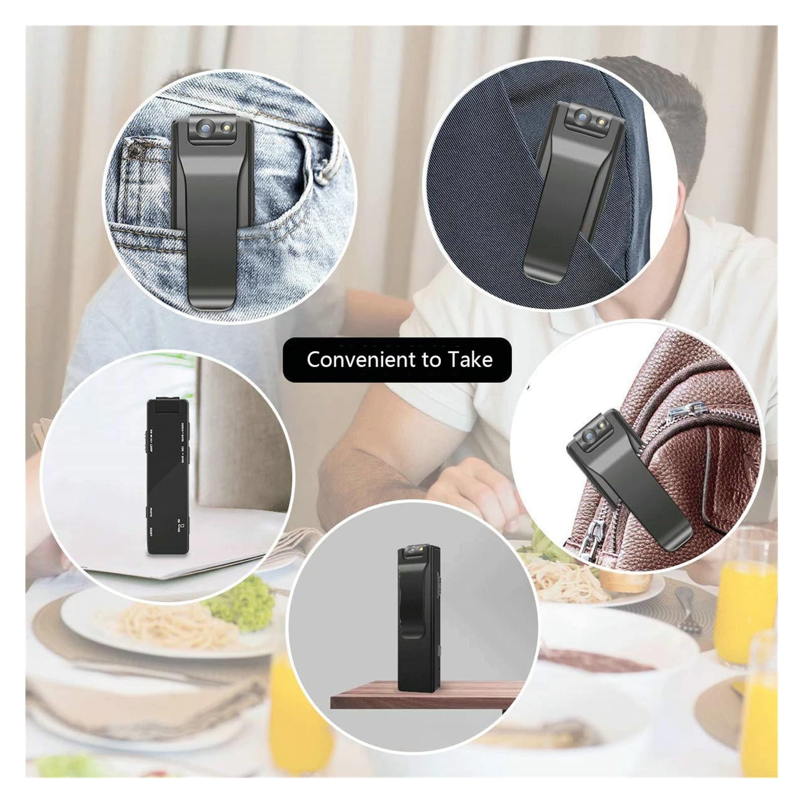 Action Cam, Mini videocamera Digitale Magnetica Torcia HD Micro Body Cam Webcam Motion Detection Snapshot Registrazione in Loop Videocamere,All'aperto, Sport, Video(Without TF Card)