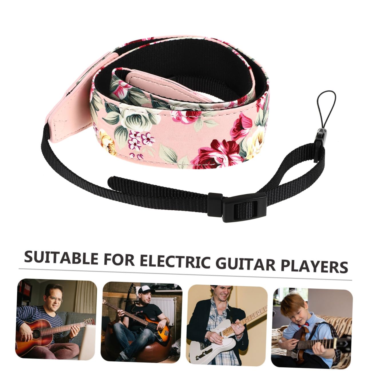 DECHOUS Verstellbarer Zufälliger Hawaii Ukulelengurt aus Stil im Nylon Hoher mit Faltbeständigkeit Rosa Farbe Geeignet für Kinder und Erwachsene bei Auftritten oder Jedem Anlass