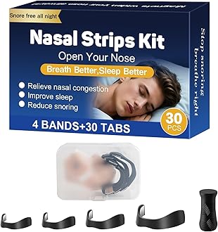 Magnetic Nose Strips with Storage Case, 30 Pack, Anti Snoring Devices for Better Breathing, Improve Sleep Quality Sweat Resistant, Skin Friendly Snore Stopper for Men & Women (Black)