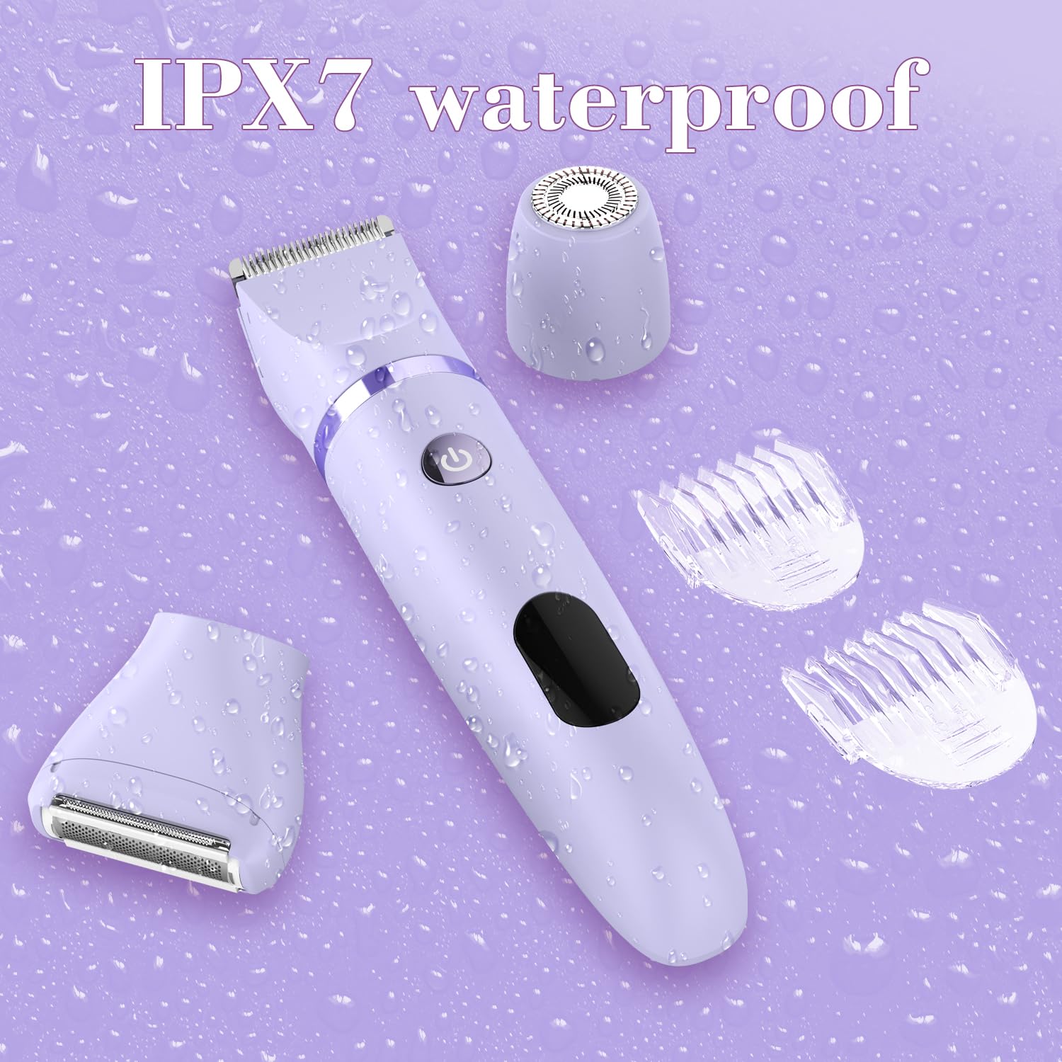 Rasoir électrique 3 en 1 IPX7 étanche pour bikini, utilisation humide et sèche, tondeuse personnelle indolore pour le visage, le corps, les jambes, le bikini, les cheveux publics, rasoir