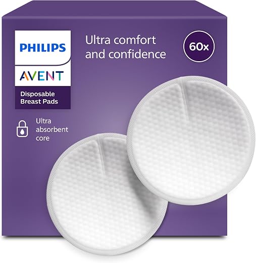 🔥 Philips Avent Disposable Absorbent Discs – Triple Absorbent Core, Leakproof, Soft Honeycomb Texture, Ultra Thin & Discreet, Individually Wrapped, 60 Count, SCF254/61