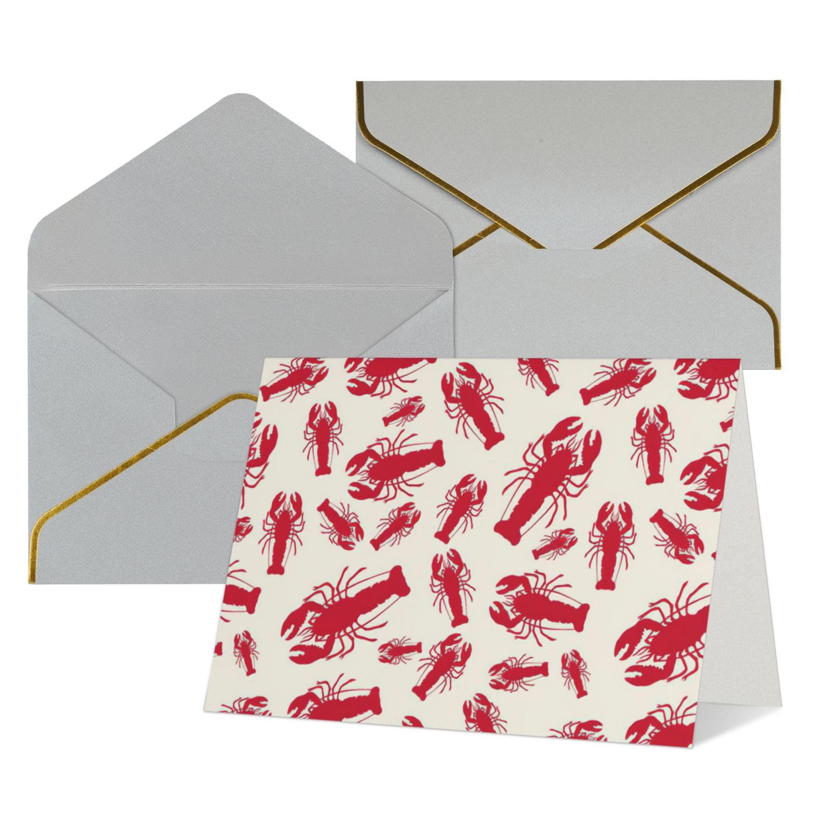 All Occasion Red Lobster Print Greeting Cards,Blank Inside,with envelope,Suitable for friends family