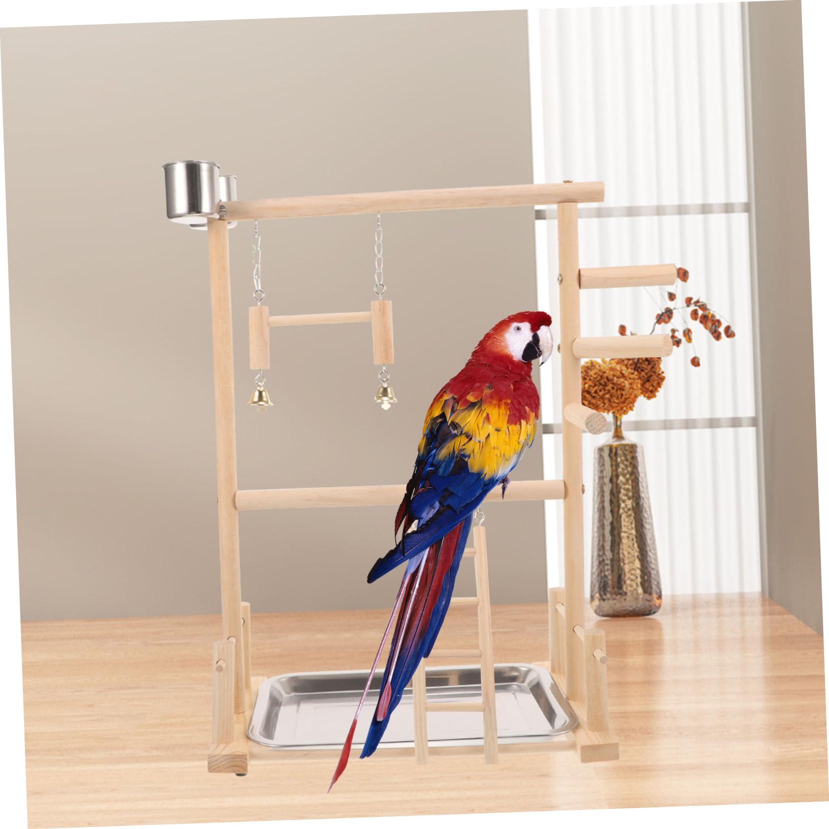DOITOOL 1juego Soporte De Perch para Aves De Madera Área para Periquitos y Cacatúas De Juguetes para Escalera y Columpio