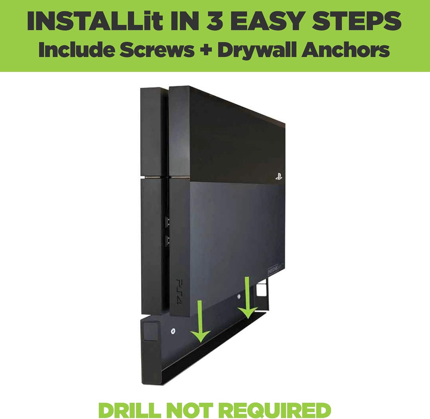 HIDEit Mounts 4 Wall Mount for Original PS4 - Patented in 2016, Made in USA - Black Steel Wall Mount for PS4 Original to Safely Store PS4 Console Near or Behind TV