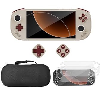 Button & Screen Protection Set Compatible with MANGMI Pocket Max Mechanical Key Module + 2-Pack Tempered Glass + Hard Shell Carrying Case Brown