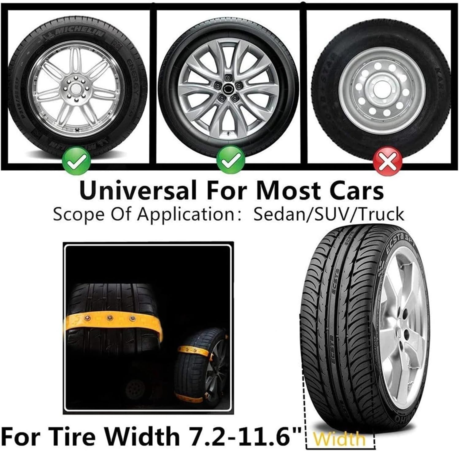10PCS Motorcycle Snow Chain -skid Bracelets Belts Bands Off Road Nylon Urethane Watch Band Wheel Chain Car Tyre Snow Strap(Size S)