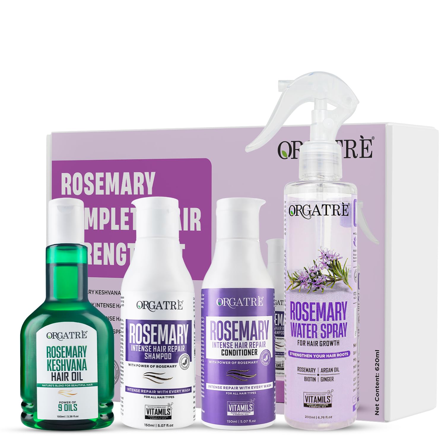 Orgatre Rosemary Hair Fall Control Kit | Keshvana Oil | Rosemary Water Spray | Rosemary Shampoo & Conditioner | For Hair Thinning, New Hair Growth, Thicker Hair & More Volume-image-32