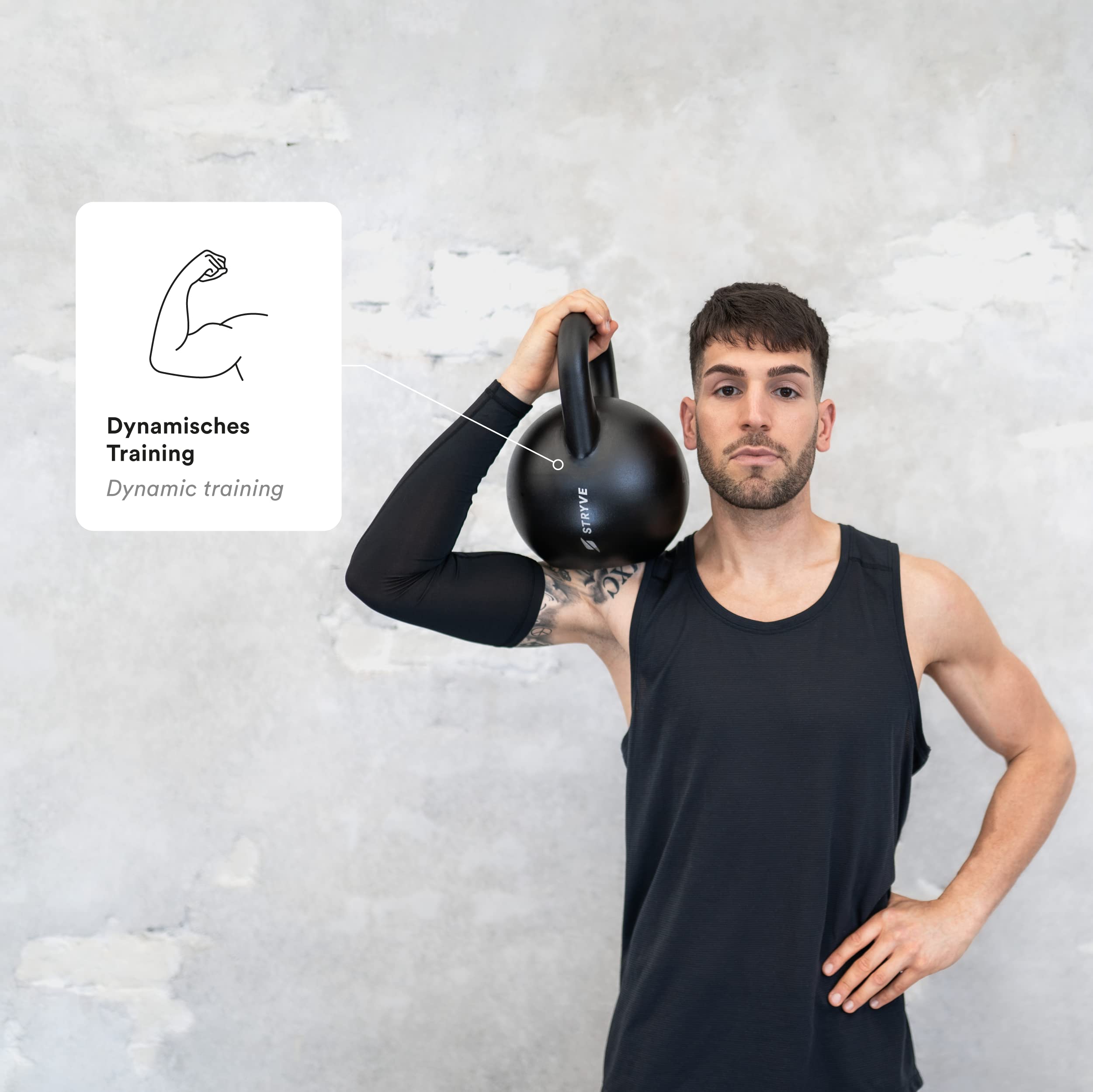 STRYVE Competition Kettlebell 4-16 Kg, hochwertige Kugelhantel aus Gusseisen incl. Trainingsplan