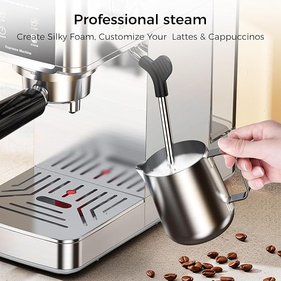 COWSAR 20 Bar Espresso Machine-Stainless-Steel Expresso Coffee Machines with LED Display,Steam Milk Frother,Cappuccino & Latte & Espresso maker,Compact Coffee Machines for Home