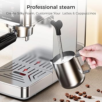 COWSAR 20 Bar Espresso Machine-Stainless-Steel Expresso Coffee Machines with LED Display,Steam Milk Frother,Cappuccino & Latte & Espresso maker,Compact Coffee Machines for Home