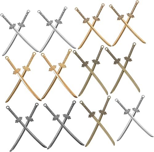 Garneck Katana Stiletto Colgante 50pcs Vintage Colgante Fabricación de Joyas Hallazgos 3er aniversario boda Regalos Esgrima Metal Colgante DIY