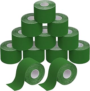 BB Sport 12 Rollos Cinta Kinesiología Tape Muchos Colores 5 m x 5 cm Cinta Muscular E- Book Ejemplos Aplicación, Color:verde