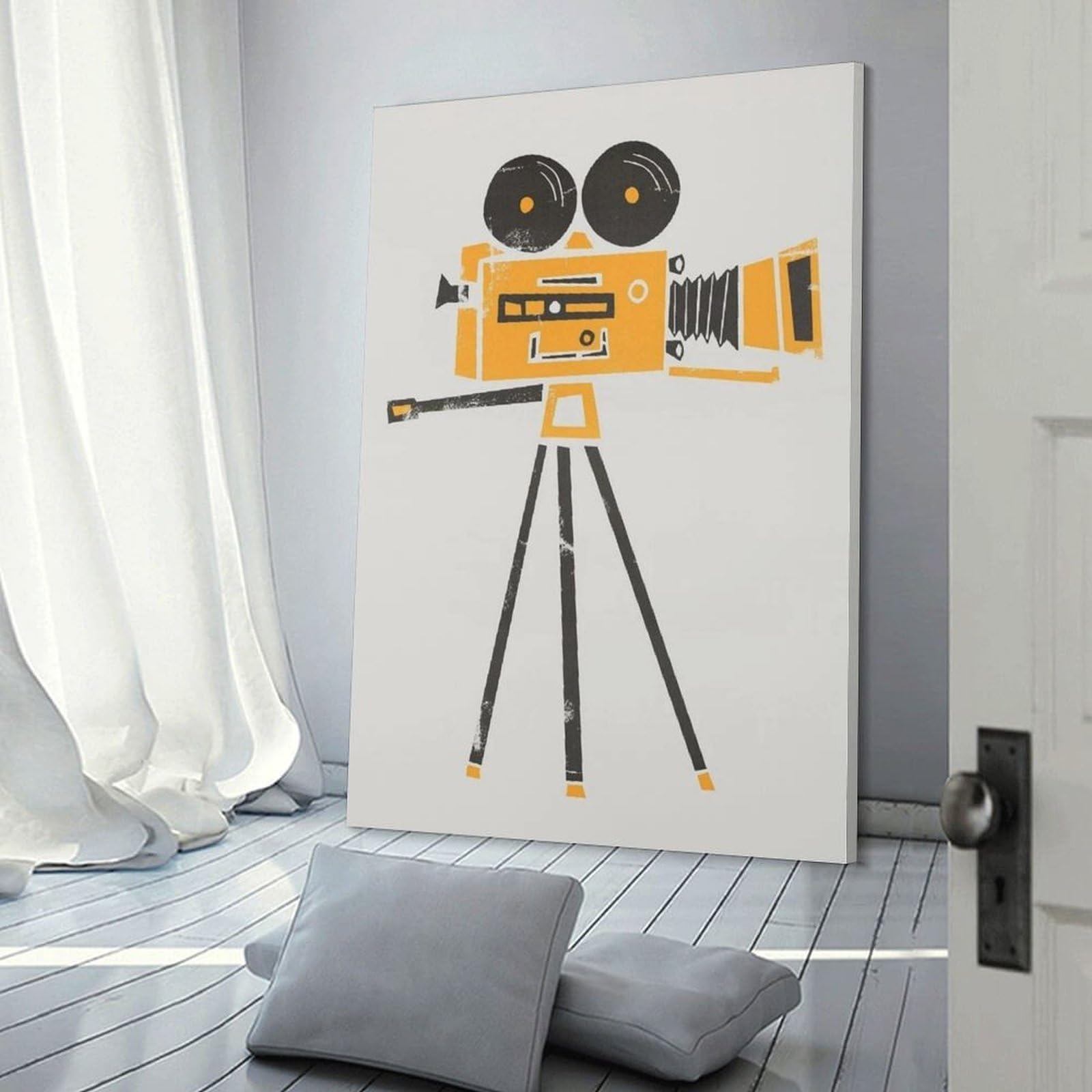 QOGDAF Póster de lienzo con cámara cine, decoración de dormitorio, paisaje, oficina, habitación, regalo, 40 x 60 cm