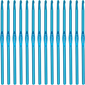 14 Pcs Bulk Crochet Hooks, 5mm Crochet Hook US Size H Size 8 Aluminum Knitting Needles, Crochet Hooks for Beginners for Yarn Craft, DIY Yarn Crafts Beginners Blue