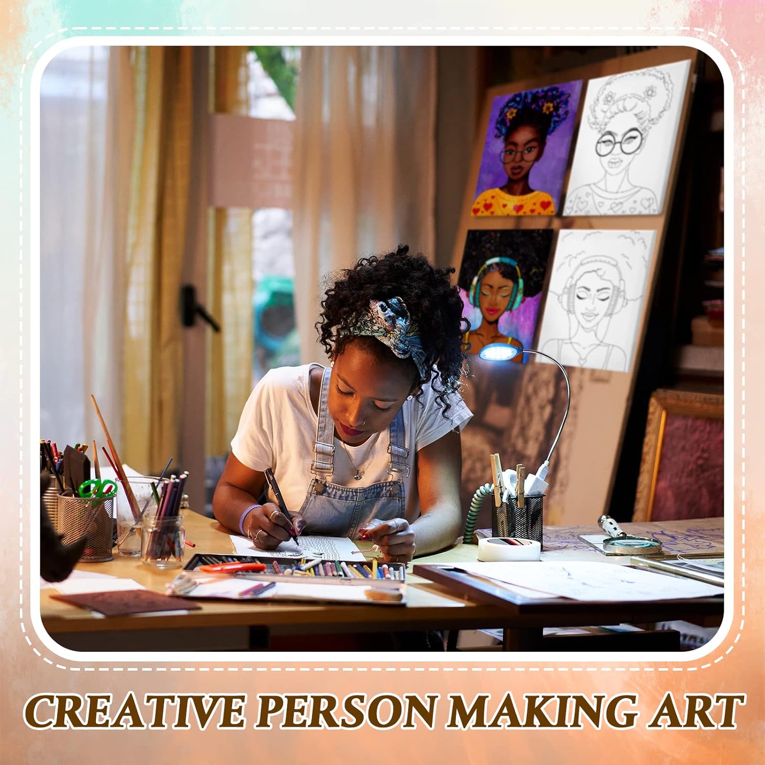 10 Pieces Canvas Painting Pre Drawn Stretched Cotton Canvas Afro Queen Pre Drawn Canvas for Painting for Adults Kids Paint Party Set Pre Drawn Canvas Outline for Paint and Sip, 8 X10 Inch : Arts, Crafts & Sewing