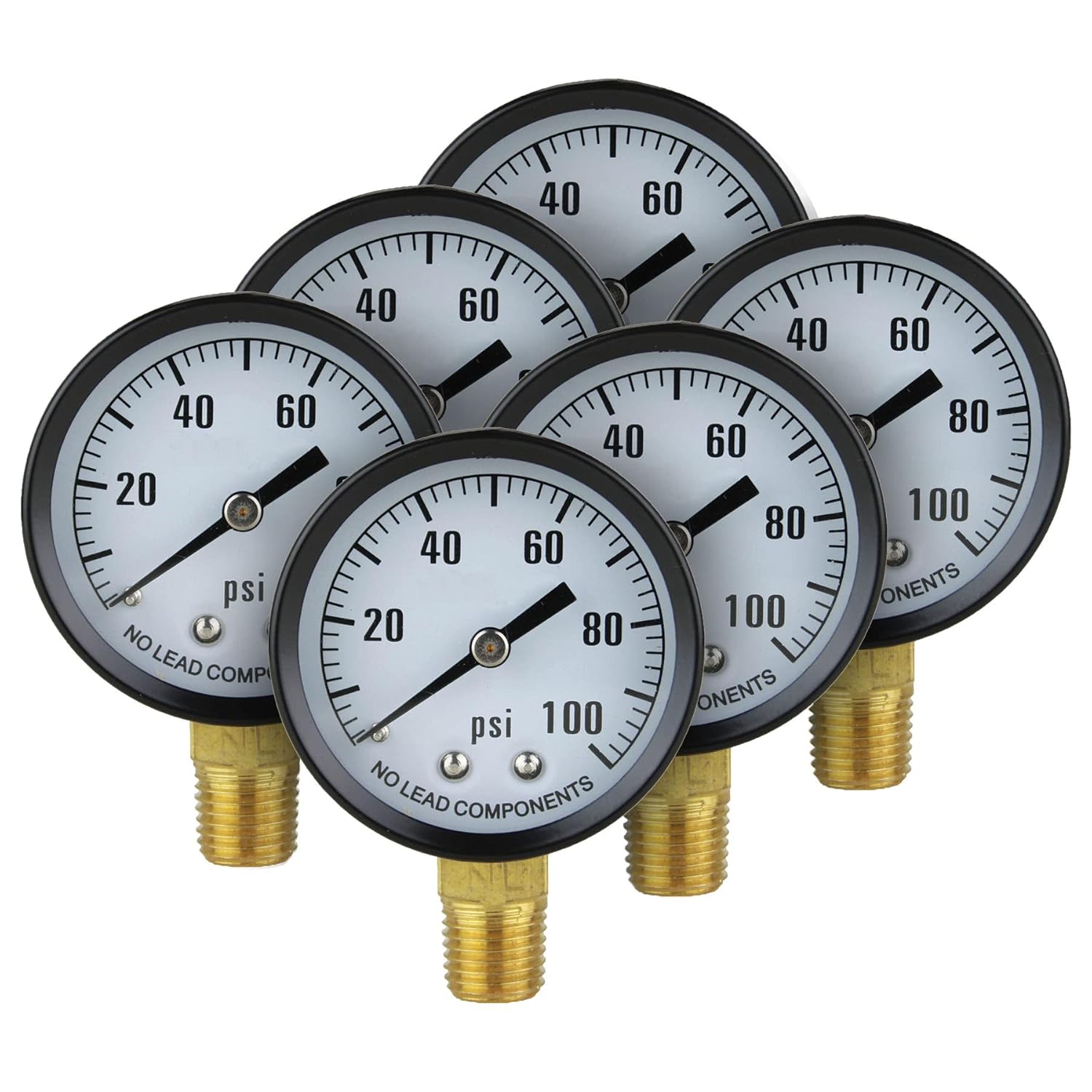 H2O PRO 12 Pack 100 PSI Steel Pressure Gauge with 1/4 Inch Male NPT Connection, Measures Well Water Pressure, Model 024771
