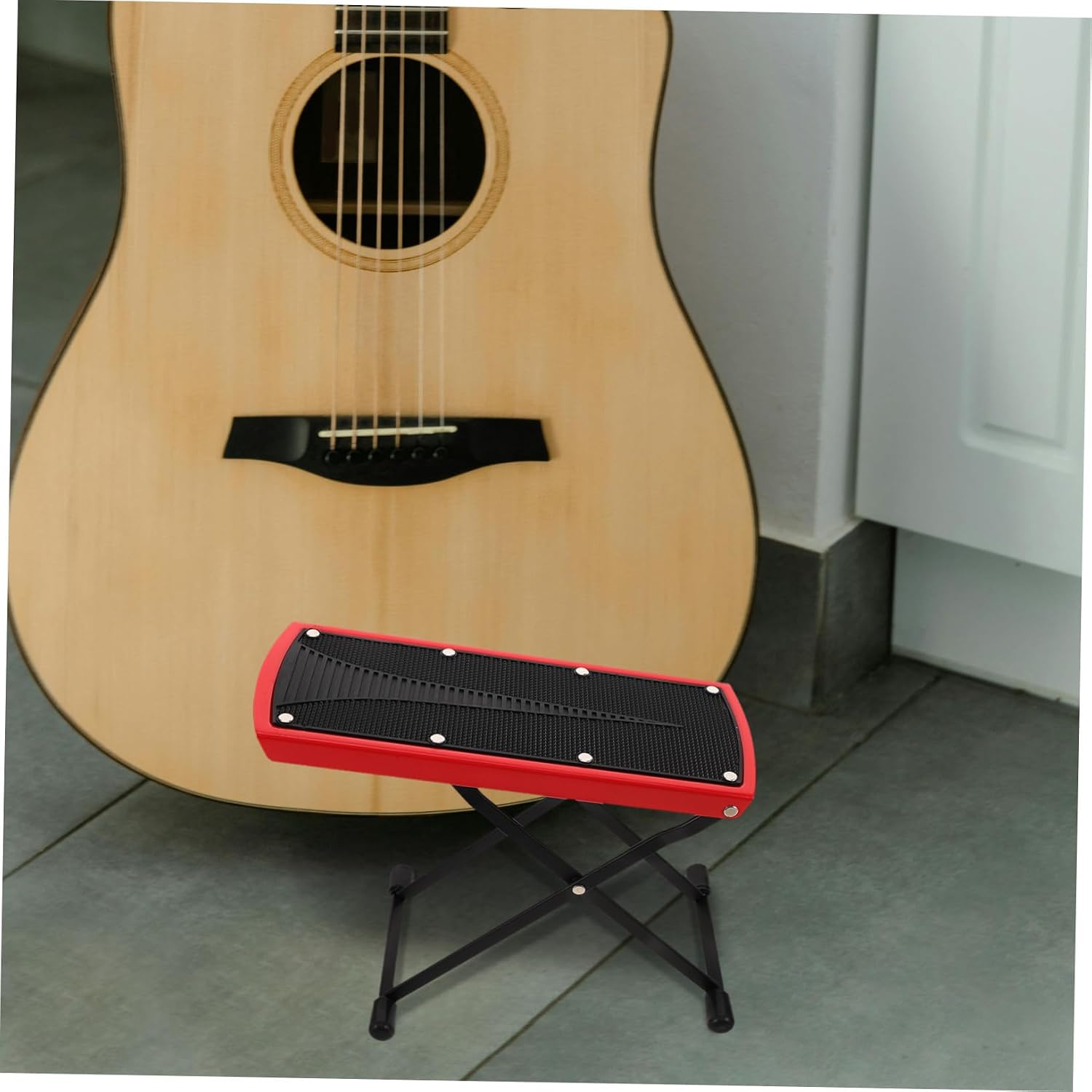 Generic Adjustable Foldable Guitar Footrest Stool with Non-Slip Metal Frame for Classical Acoustic and Electric Guitar Players Portable Foot Pedal Stand Enhancing Posture and Stability