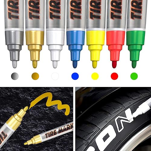 Vista 25 de MC MOTOPARTS Permanente Blanco Rojo Azul Verde Amarillo Neumático Marcador Lettering Pintura Herramienta Automotriz Motocicleta Cuidado Kit