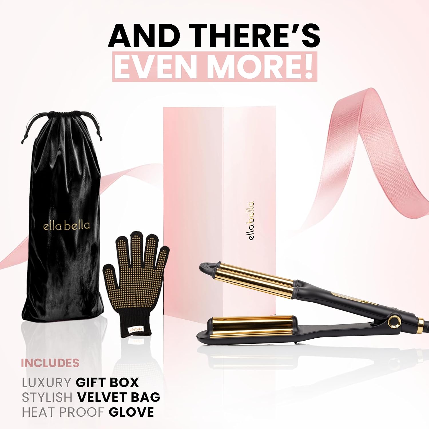 ELLA BELLA® Open Waver Curling Iron • 3 Barrel Hair Crimper Tool • Instant & Long-Lasting Open Waves • Digital Display to Accurately Control Temperature • Deep Waver Curler • Suitable for All Hair
