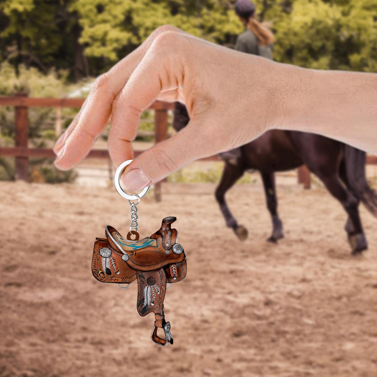 Porte Cle Cheval WOTEG Pendentif Acrylique Selle Pour Voiture