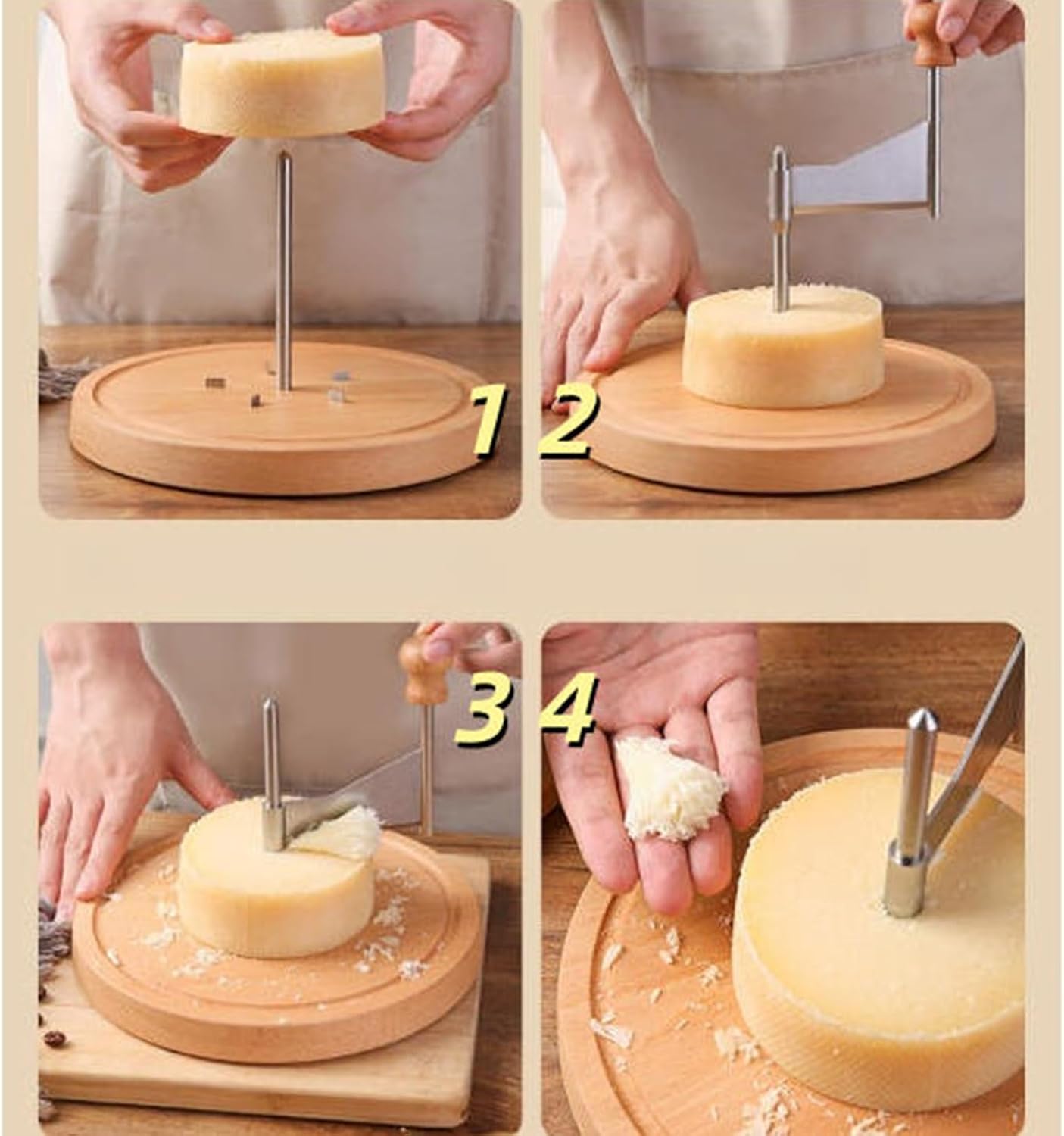 Cheese Curler Flower Maker Wheel Slicer with Lid, Stainless Steel Cheese Shaver & Cutter, Multifunctional Manual Rotating Cheeses Cutter(With cover)