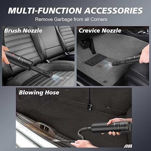 Miniatura 3 de Chuboor Mini aspiradora, potente aspiradora inalámbrica recargable para automóvil, pequeño eliminador de polvo para polvo, arena, migas, aspiradora