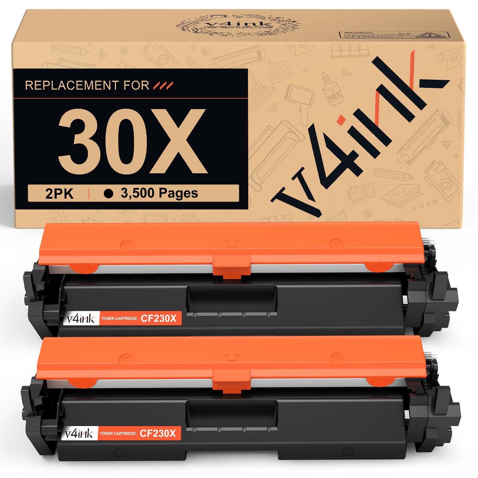 v4ink Compatible 30X CF230X Toner Cartridge Replacement for HP 30A 30X CF230X Toner Cartridge Black Ink for use in HP Pro M203dw M203d M203dn M203 MFP