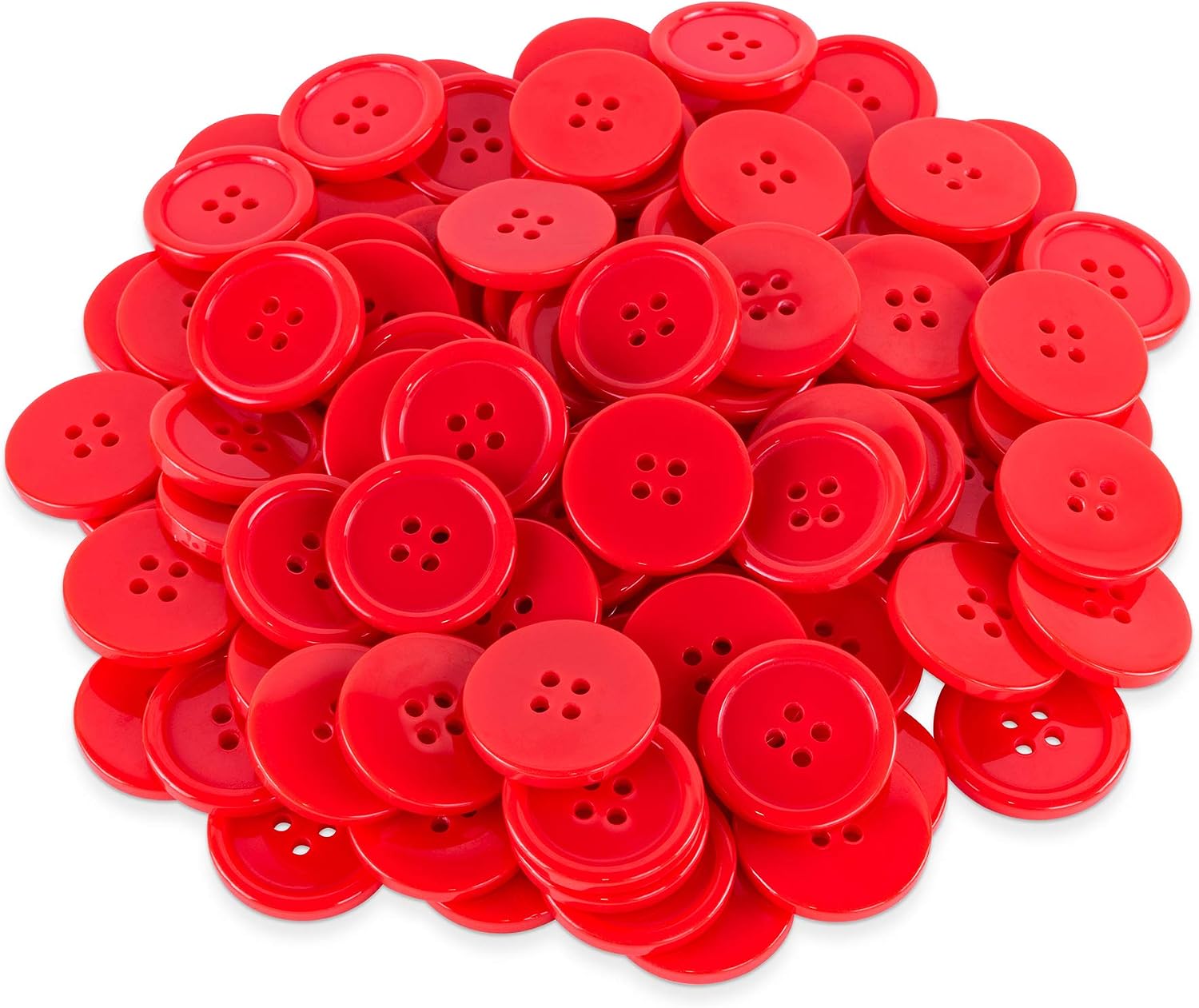 Super Z Outlet 100 Pack 1 Inch Buttons Flatback Sewing Colored for Arts & Crafts, Fashion Clothing, DIY Projects (Red) image 3