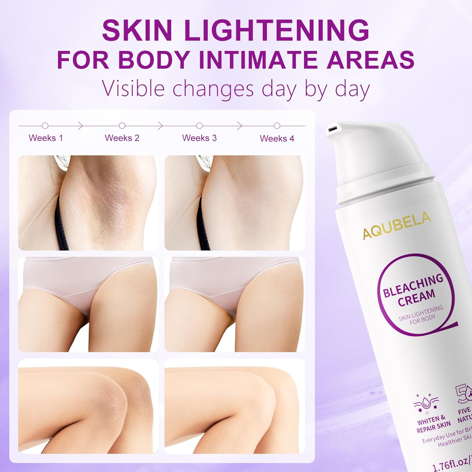 Skin Lightening Cream, Brightening Cream for Dark Spot Corrector for Intimate Areas, Elbow and Inner Thigh, Moisturizing Cream for Hyperpigmentation and Uneven Skin Tone - Image 2