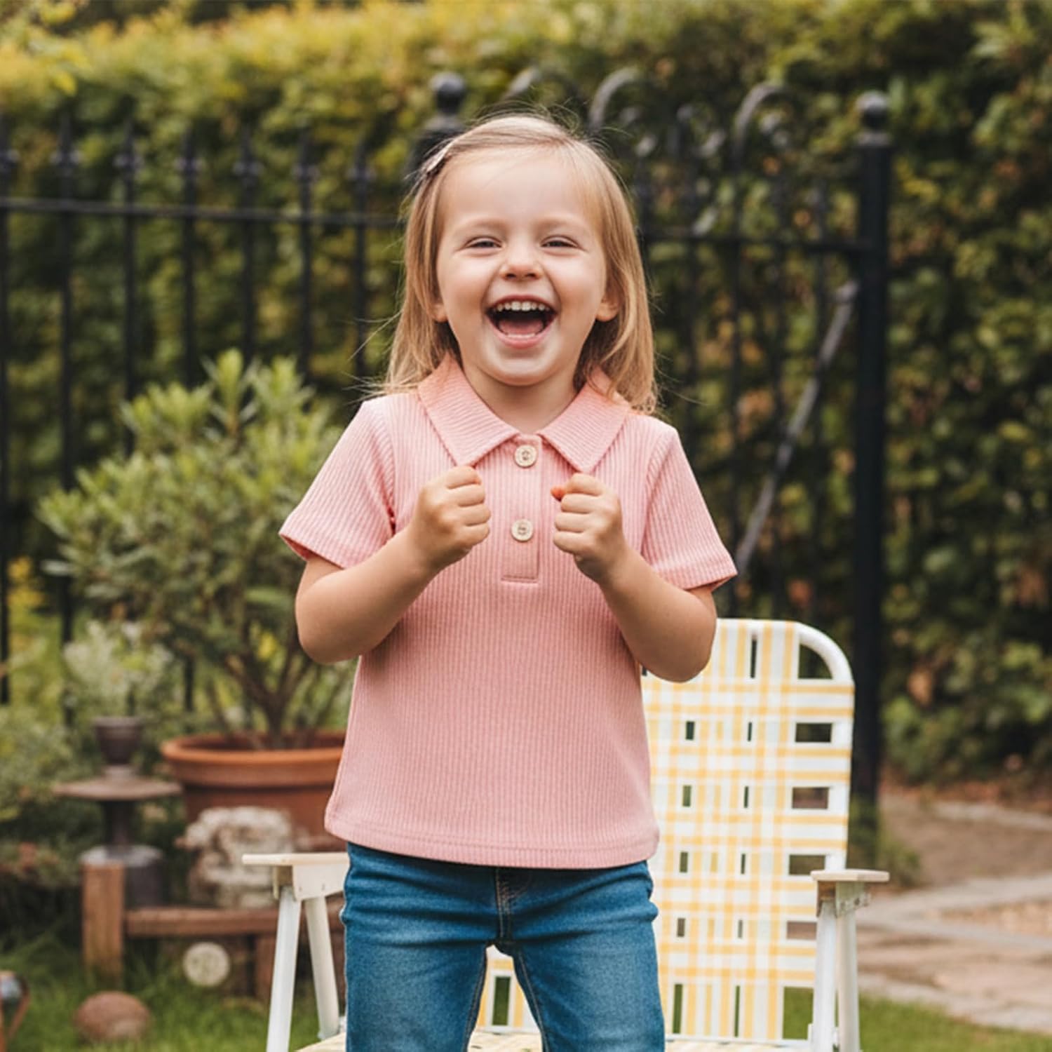 Toddler Kids Girl Boy Shirts Baby Solid Basic Ribbed Short Sleeve Collared Tee Shirt Casual Pullover Summer Clothes