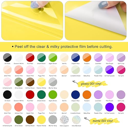 Miniatura 3 de TECKWRAP 001 Hojas de vinilo adhesivo permanente de 12 x 12 pulgadas, paquete de 56 unidades de colores surtidos (brillante, mate, laminado holo)