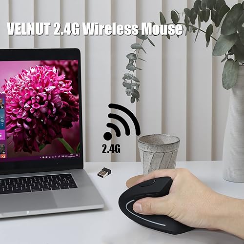 Miniatura 2 de Ratón inalámbrico, mouse vertical inalámbrico de 2.4 G, mouse ergonómico con 3 DPI ajustables 80012001600, 6 botones, compatible con PC, escritorio