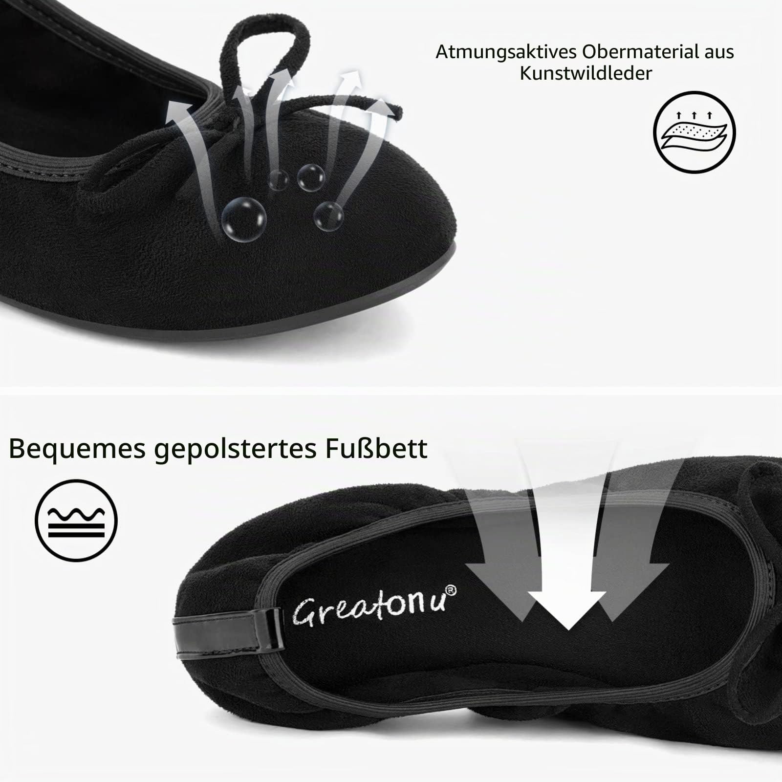Greatonu Damen Ballerinas Flach Tanzschuhe