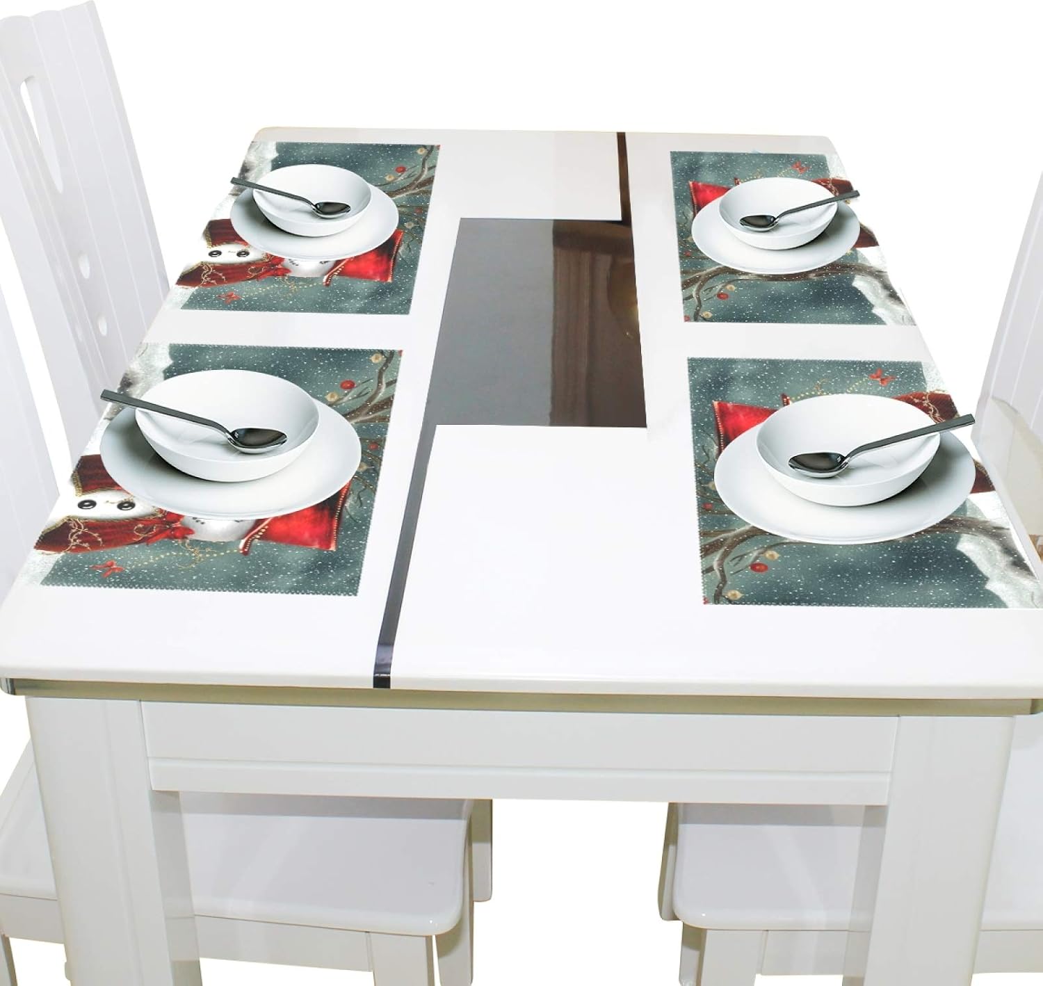 WOOR Cute-Christmas Placemats for Dining Table Heat Resistant Kitchen Table Decor Washable Table Mats Set of 6