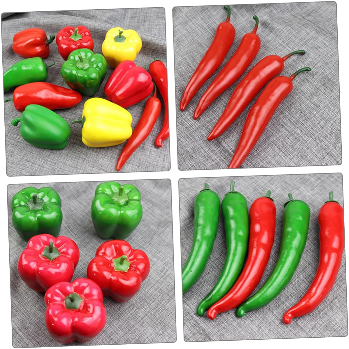 Healifty 5sets 5pcs Realistic Fake Peppers Simulation Model Decoration for Home Supermarket and Photography Props Lightweight Chili Peppers for Art Display and Creative Settings 5pcs*5