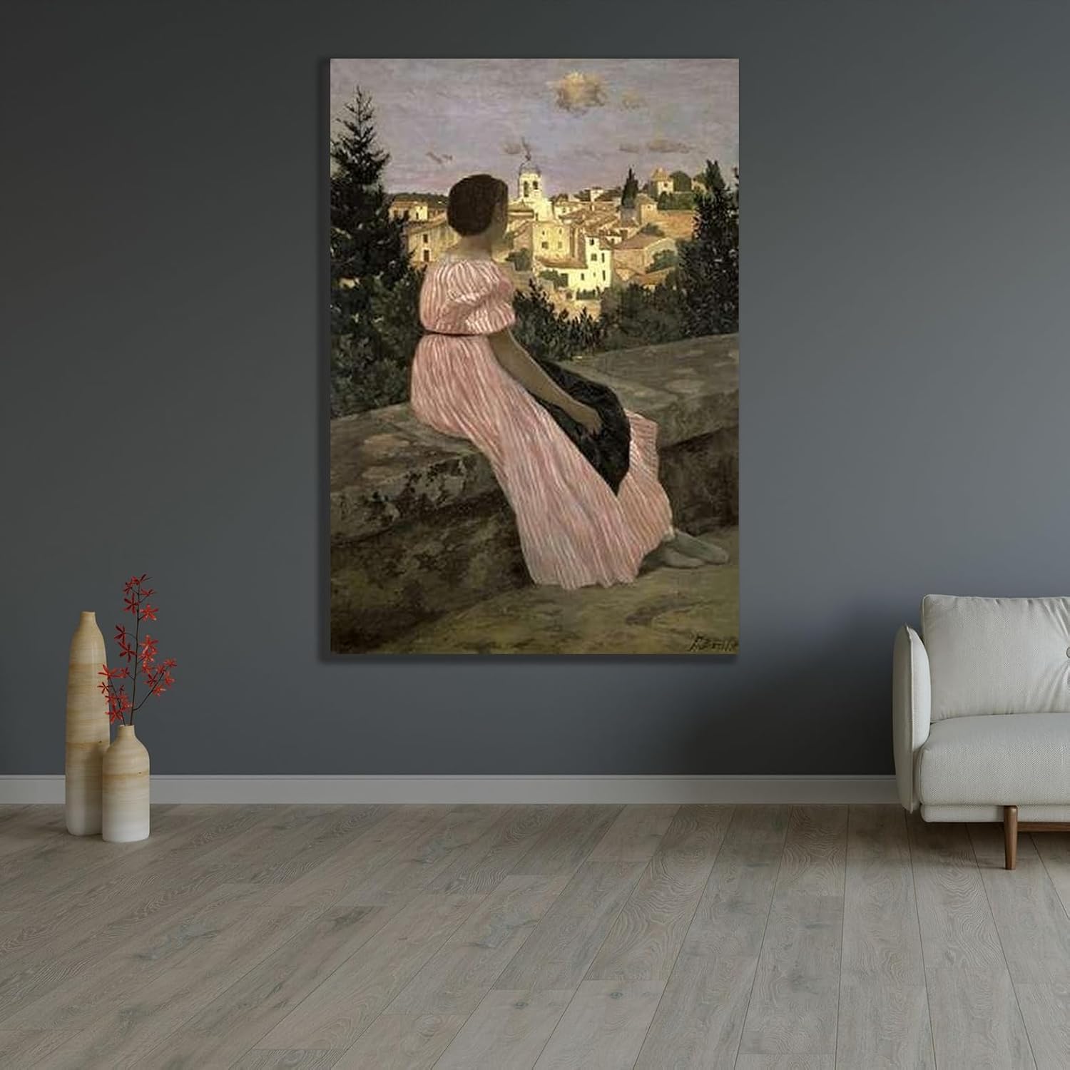 ArtDirect The Pink Dress (View of Castelnau-le-Lez, Herault) Unframed Art Print Giclee Poster by Bazille, Frederic - Customization Sizes 7x10, 10x14, 14x20, 24x35, 33x48, and 41x60 Inches