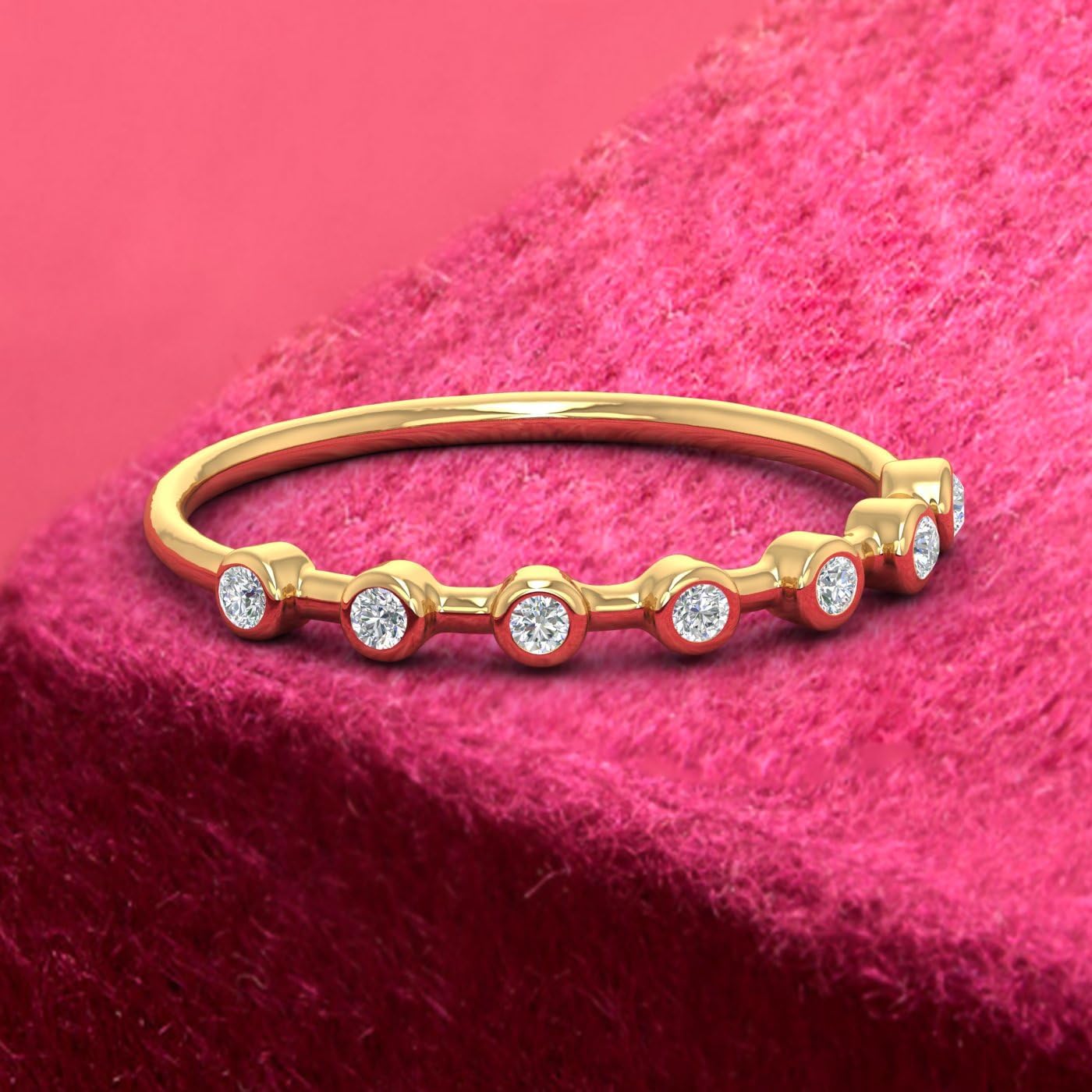 FINEROCK 1/10 Carat Diamond Wedding Band Ring in 10K Gold