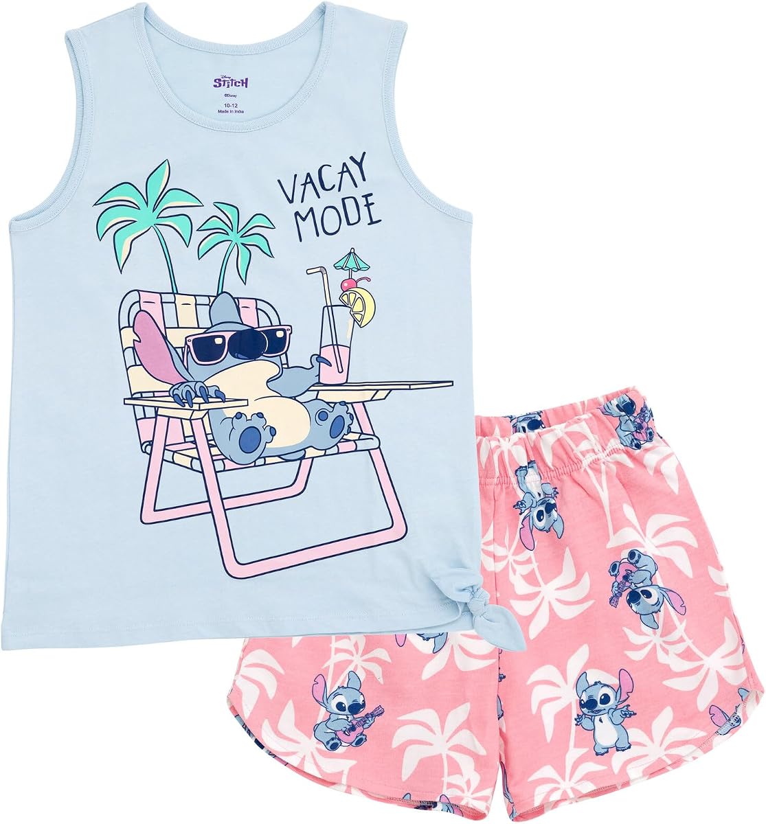 Disney Conjunto de camiseta sin mangas y pantalones cortos de 2 piezas para niñas para bebés y niños