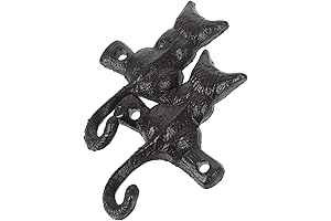 HOMSFOU 2pcs European Classical Cast Iron Cat Wall Hooks - Mount Decorative...