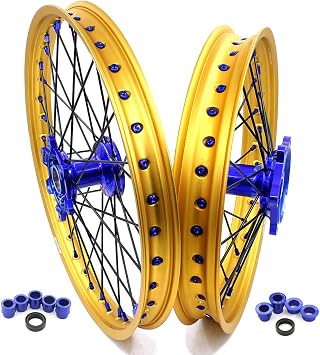KKE 21/19 Inch Casting Wheels Rims Fit for Yamaha YZ125 YZ250 1999-2026 YZ250F 01-26 YZ450F 03-26 YZ250X 2016-2026 MX Wheels Gold Rim Set