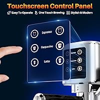 Vista 2 de Máquina de Espresso de 20 Bares con Pantalla Táctil, Cafetera de Espresso con Espumador de Leche Automático para Cappuccino y Latte, Cafetera