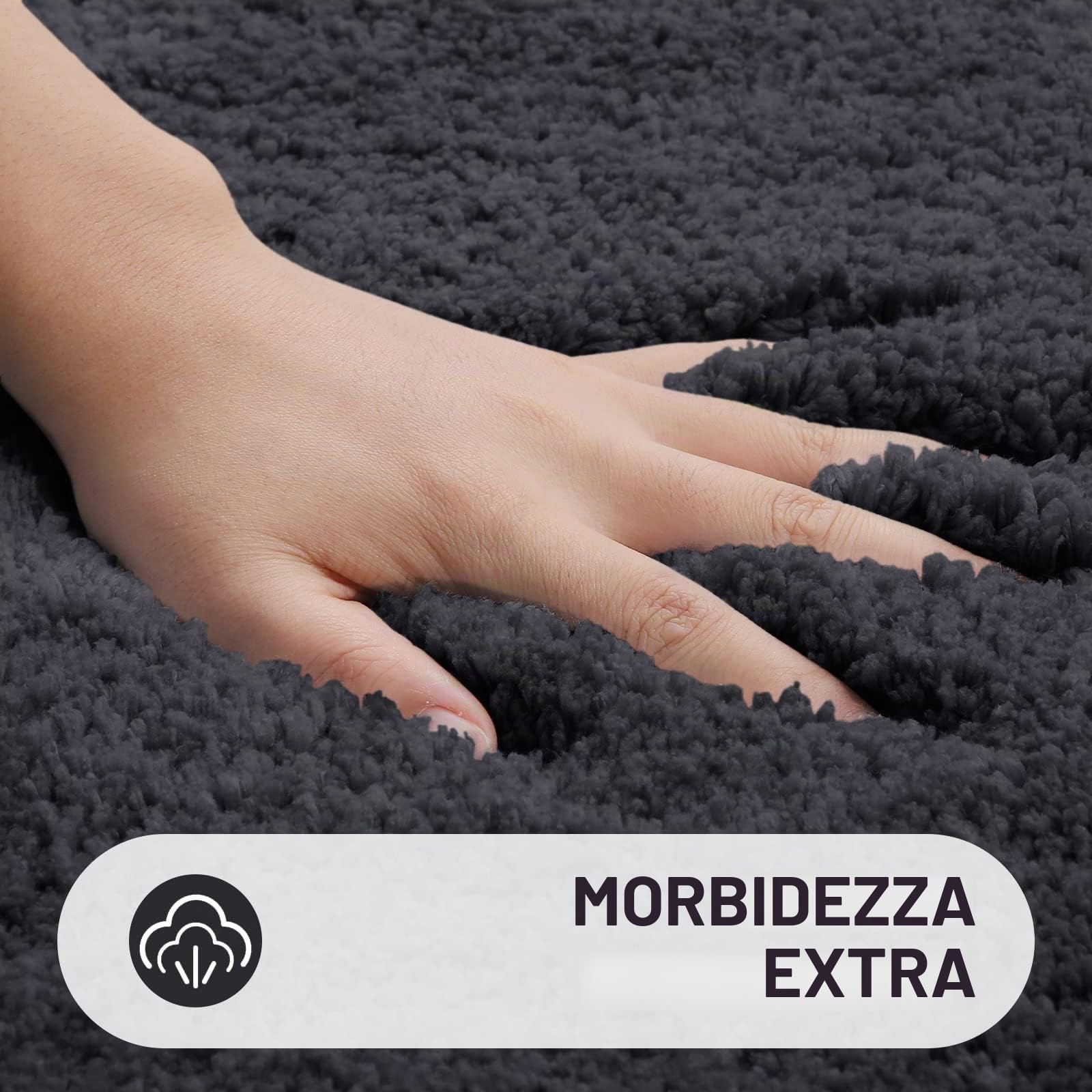 Homaxy Tappeto da bagno antiscivolo, morbido, lavabile, Shaggy, a pelo lungo, in microfibra, rotondo, diametro 90 cm, grigio scuro