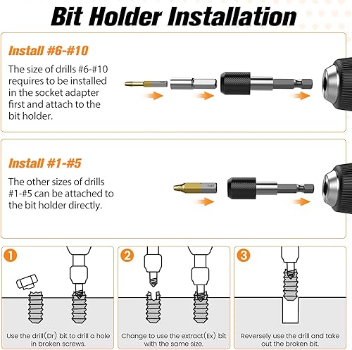 Vista 38 de Nuovoware Juego de extractor de tornillos dañados, 33 piezas mejoradas, kit extractor de tornillos pelados fácil de quitar, juego de removedor