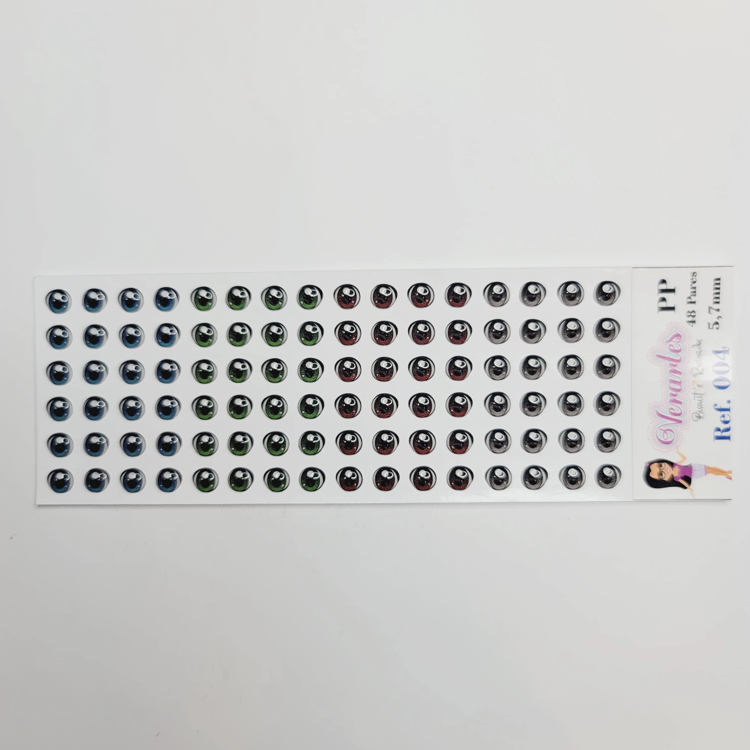 Adhesive Resin Eyes for Clays Multicolor V.A. 004 (X-SM) 48 Pairs(PP) 5.7MM